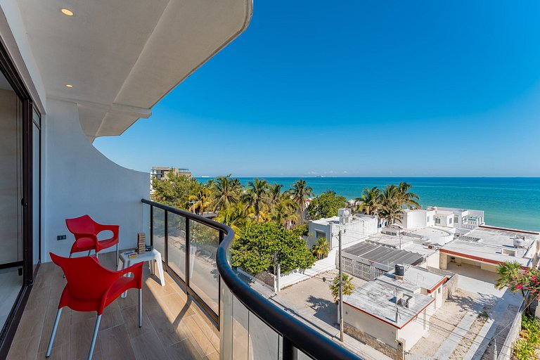 Condo vista al mar, alberca rooftop Chixchulub