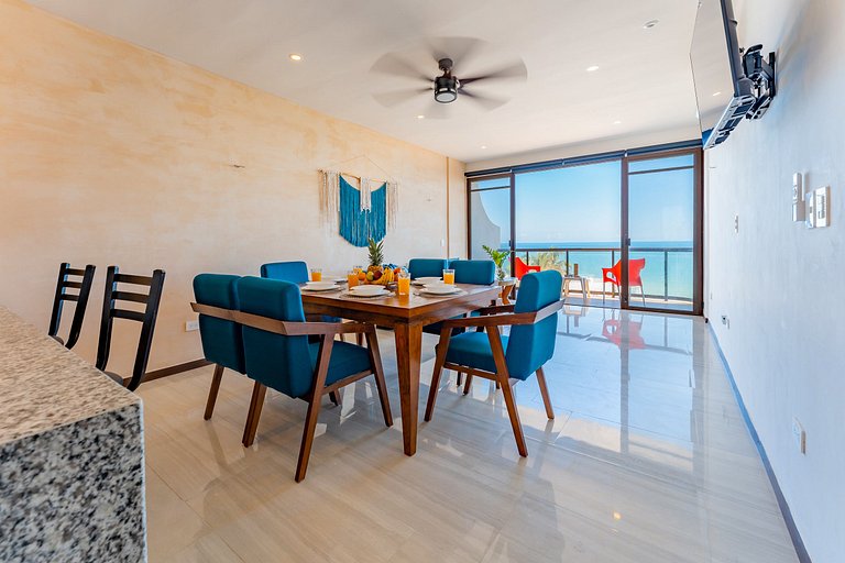 Condo vista al mar, alberca rooftop Chixchulub