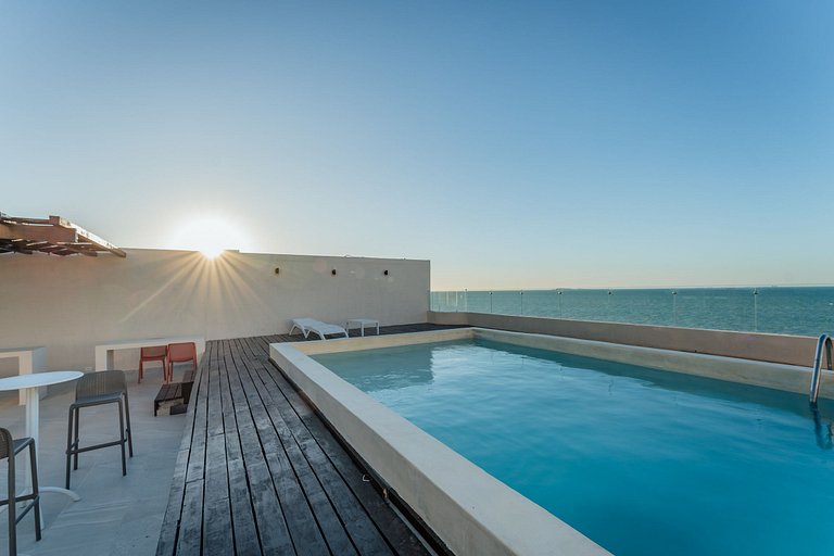 Condo vista al mar, alberca rooftop Chixchulub