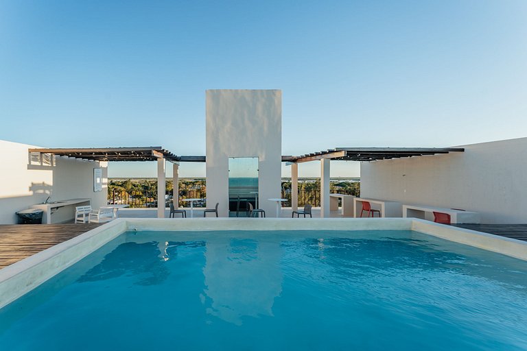 Condo vista al mar, alberca rooftop Chixchulub