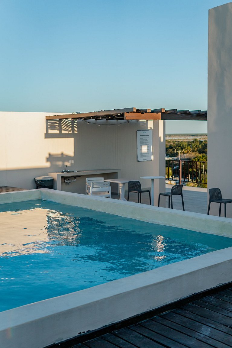 Condo vista al mar, alberca rooftop Chixchulub