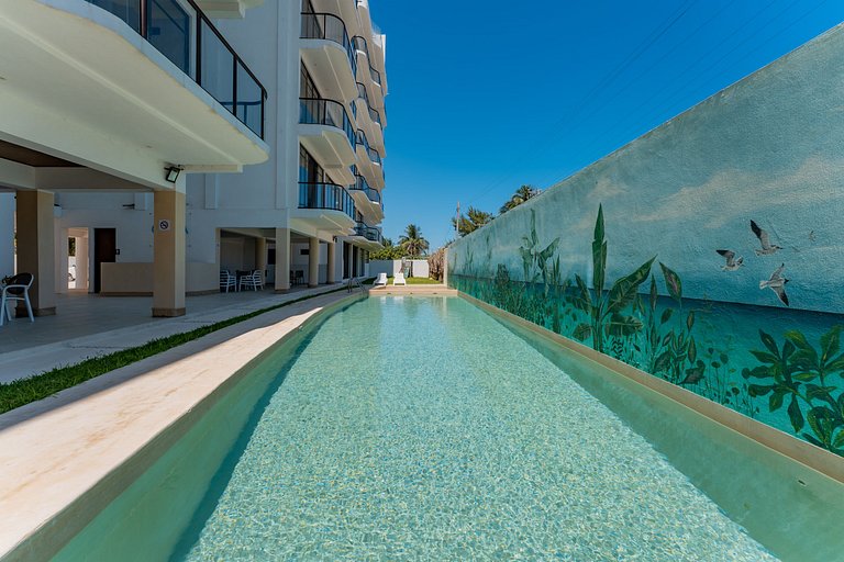 Condo vista al mar, alberca rooftop Chixchulub